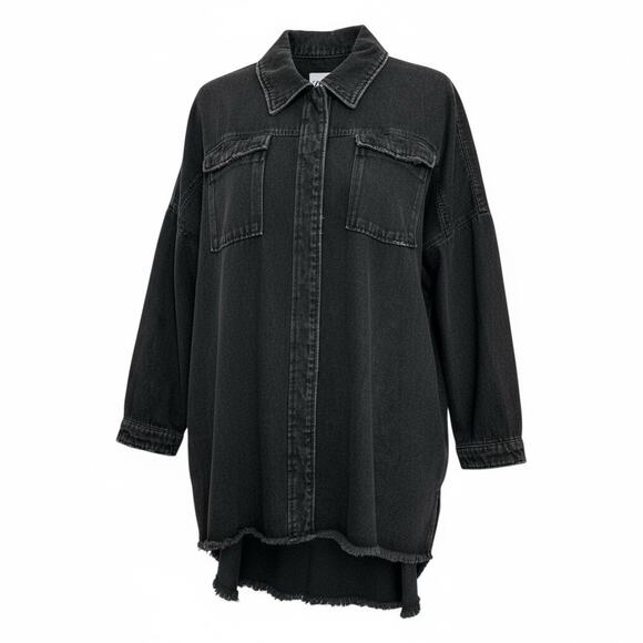 Zara black distressed denim oversized jean jacket size M - Picture 4 of 10